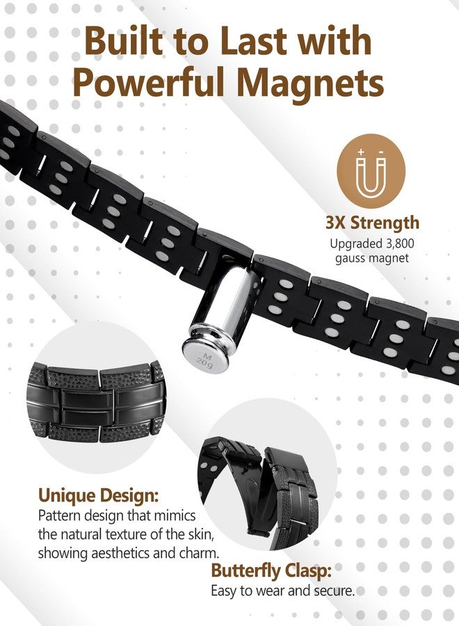 Feraco 3X Strength Magnetic Therapy Bracelets for Men, Titanium Steel Bracelets with 3800 Gauss Neodymium Magnets - Image 3